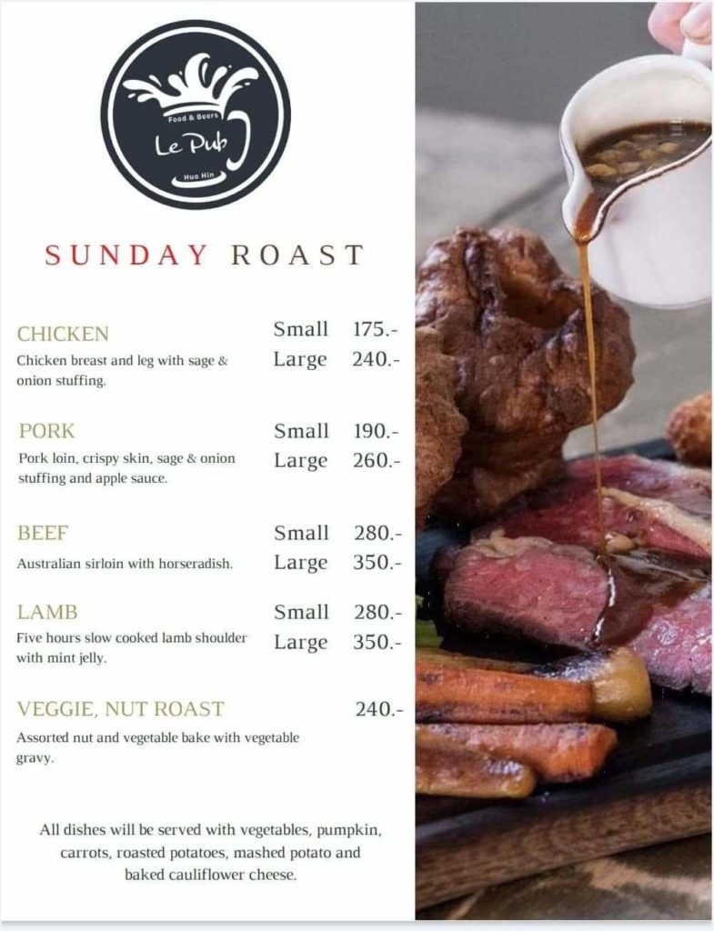 Menu Le Pub Hua Hin ⭐⭐⭐⭐⭐